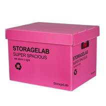 스토리지랩 접이식 수납 정리함 종이 리빙 박스 50L, 핑크, 1개