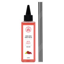더허브샵 대용량 오일 차량용 디퓨저 120ml 리필 + 뾰족 캡 + 섬유스틱 3p 세트, 레드프룻, 1세트