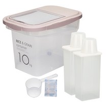 씨밀렉스 라이스키퍼 쌀통 10kg   1300ml 잡곡통 2p, 투명핑크