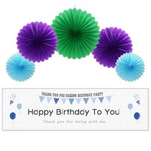 리빙다 생일현수막 페이퍼휠 세트, 그린라이트블루, 1개