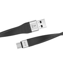 AENZR 엘라스틱 플랫타입 USB 3.0 to Type C GEN1 고속충전 숏케이블 3A 5Gbps, 블랙, 1개