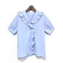 반팔 프릴 블라우스