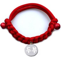 펫츠룩 데일리 레드 반려동물 목걸이 + 원형 팬던트, 실버(두부)