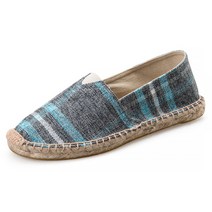 마켓에이 패턴 밀짚 린넨 슬립온