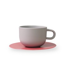보울보울 볼볼 홈파티 커피잔 350ml + 소서 세트, 애쉬그레이(커피잔), 로제핑크(소서), 1세트