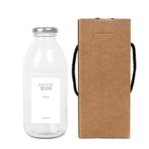 원형 실버캡 밀크티병 500ml + 심플한글밀크티S 병라벨 스티커 + 박스, 10세트