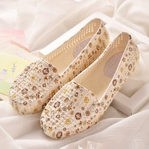 마켓에이 꽃패턴 통풍 방수 시니어 플랫슈즈