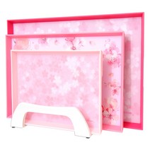 애슬라 체리블라썸 다용도 트레이 직사각 쟁반 3종 + 거치대 세트, 혼합색상