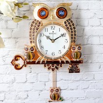멀티글로벌 행운의열쇠 부엉이 인테리어 무소음 벽시계, 로즈골드