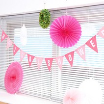 파티해 펠트 삼각 브라이덜 샤워 가랜드, 핑크