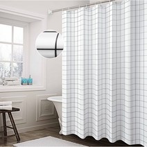 고급 직물격자 방수 샤워커튼 160g 180 x 180 cm 격자 화이트, 1개