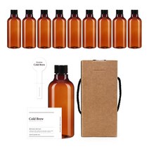 갈색 페트병 250ml AN250 + 일반캡 검정 + 병라벨 클래식콜드브루 + 캡봉인라벨 + 박스, 10세트