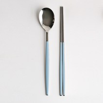 서피니아 컬러 세라믹 스텐 수저 2인조 세트, 1세트, 스카이블루(숟가락 2p + 젓가락 2p)