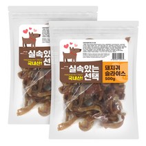 펫츠몬 실속있는선택 애견 수제간식 500g, 돼지귀 슬라이스, 2개