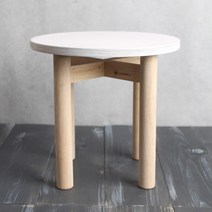 원형 스탠드 미니 다용도 테이블 소 H26, 화이트