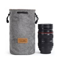 알럽홈 코튼 패치포인트 카메라 파우치 라운드 대형, 그레이