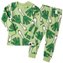 아동용 오가닉 내의 상하세트 그린 파파