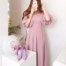 조이엘 벌룬퍼프 플리츠 롱원피스