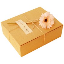 도나앤데코 블룸 직사각형 상자 대 3p + 아린 땡큐 스티커 3p + 거베라 장식꽃 3개 + 마끈 10m 세트, 상자(크라프트), 꽃(살구), 1세트