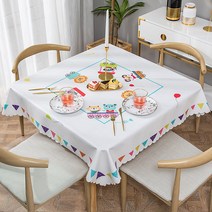 알럽홈 주방 패브릭 정사각 식탁보, Type18, 135 x 135 cm