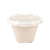 더담다 크라프트 펄프 원형 소스컵 450ml + 뚜껑 세트, 100세트