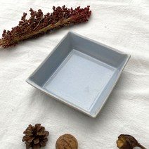 사푼 도자기 각잡힌 접시, 연하늘
