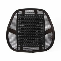 트리 우드 통풍 등받이 차량 허리쿠션, 블랙