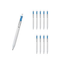 유니볼 원 중성 잉크펜 0.38mm, 스카이블루, 10개
