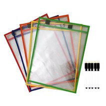 워크시트 클리어 포켓 5종 + 마커펜 5p 세트, 검정, 1세트
