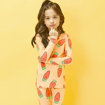 유니프랜드 아동용 캐롯 양면 기모 소프트 피치웜 9부 내의 상하세트
