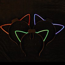 LED 와이어점등 고양이 머리띠, 혼합색상, 3개