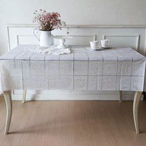 안젤라홈 레이스 방수 식탁보, 1 리스화이트, 135 x 260 cm