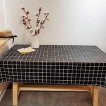 블랙체크 방수 테이블보, 혼합색상, 137 x 200 cm