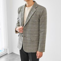 맨타임 남성용 AS 브라운 글렌체크 싱글 블레이져