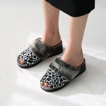 단골언니 여성용 레오파드 털 슬리퍼 테포르