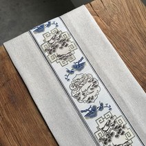 알럽홈 린넨 전통자수패턴 테이블러너, 베이지, 30 x 250 cm