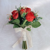 릴리드레스 조화 코랄 레드 부케 LFB11, 레드 + 코랄핑크