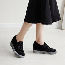 촘촘큐빅 기모 키높이 슬립온 6cm