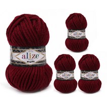 마마니트 슈퍼라나 메가필 털실 4p, 57 와인, 55m