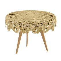 마켓감성 크로쉐 니팅 뜨개질 라운드 식탁보, 브라운, 95~100cm