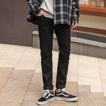 맨타임 남성용 EE. 베이직 스판 무지 심플 블랙진