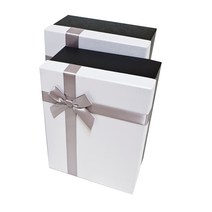 홀마크 리본 선물포장상자 직사각형 대 + 중, 화이트, 1세트