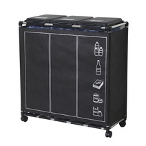 가정용 재활용 분리수거함 1단 3p + 커버, 블랙, 1세트