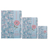 KariiouMikirei 하드커버 라인노트북 플라워 노트 3종 세트, 스카이(BG-4079), 1세트