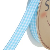 스마일리본 체크리본 통롤 15mm, 하늘, 45m