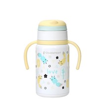 더블하트 스테인리스 빨대컵 여우 300ml, 옐로, 1개