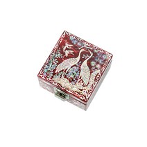 따숨방 정사각 자개함 돌반지 케이스 학 빨강, 1개