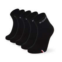 케이스위스 여성용 쿠션 포인트 로고 단목양말 5p, 블랙
