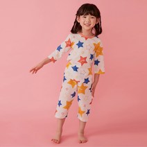 올로미미 아동용 슈팅 스타 오가닉 7부 자카드 실내복 세트