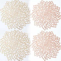 히비스커스 테이블매트 2종 x 2p 세트, 골드, 로즈골드, 40 x 40cm